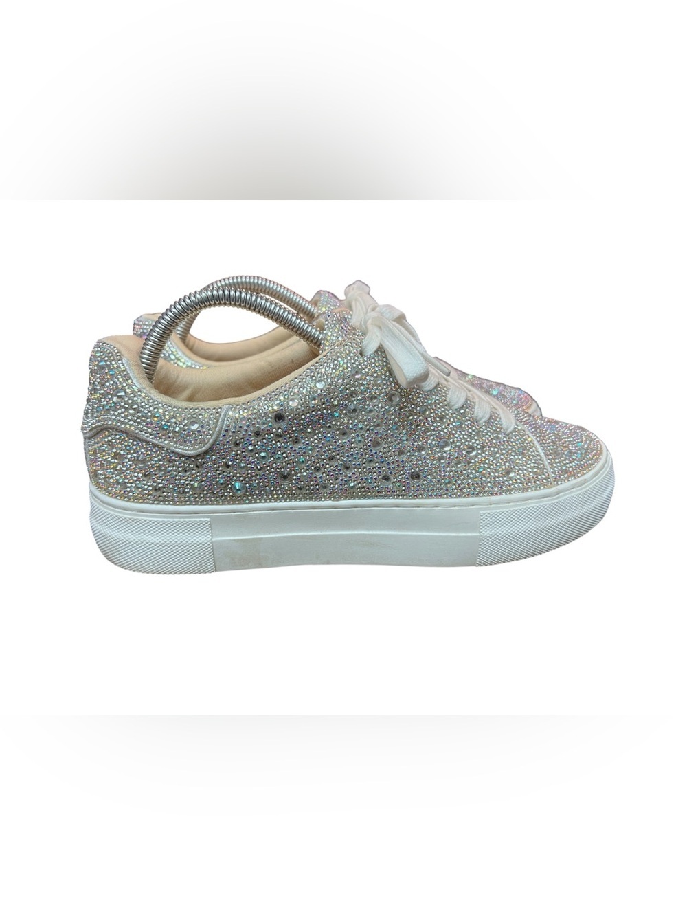 BETSEY JOHNSON Sidny Ivory Pearl Rhinestone Platform Sneakers Sz 9